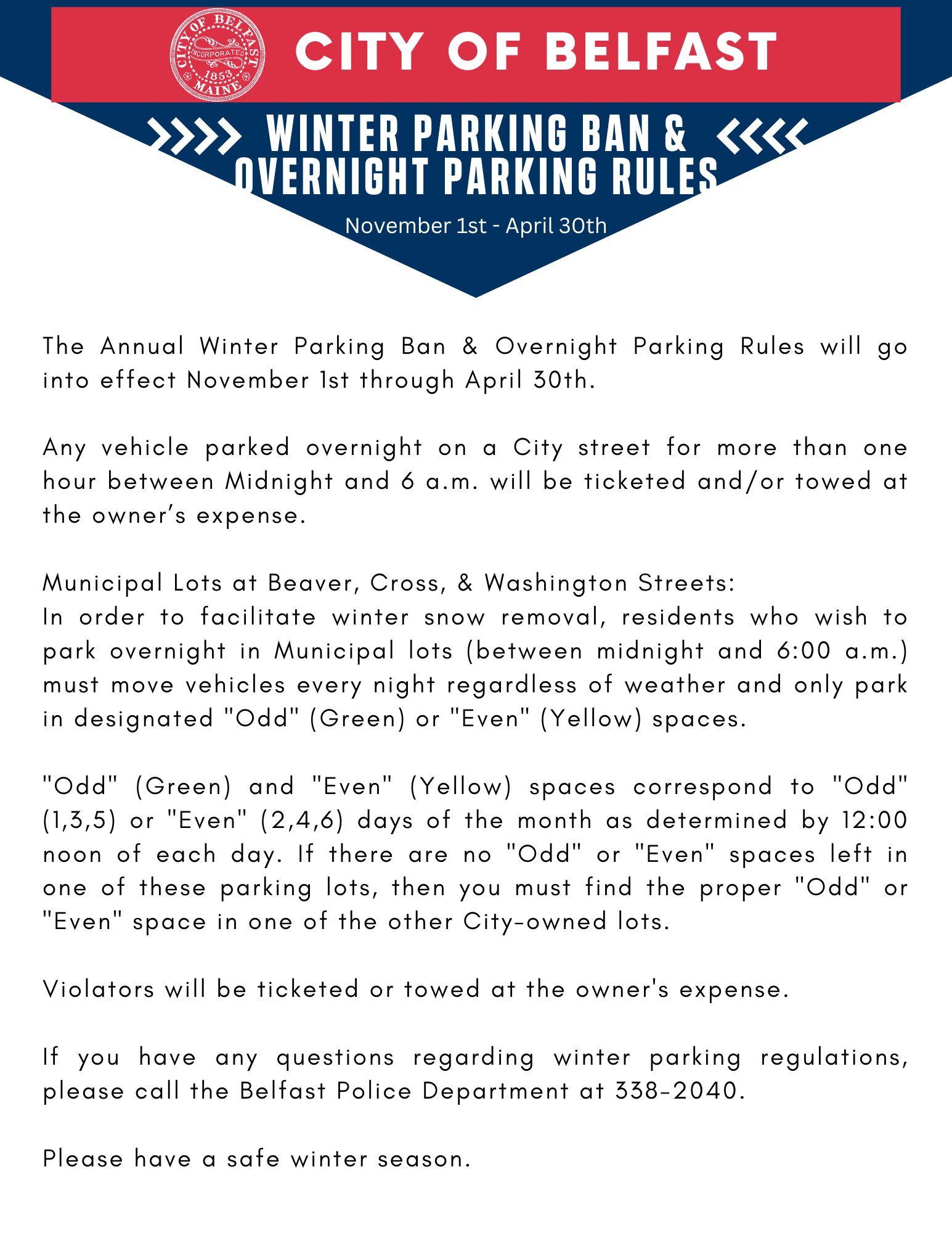 Winter Parking Ban Flyer